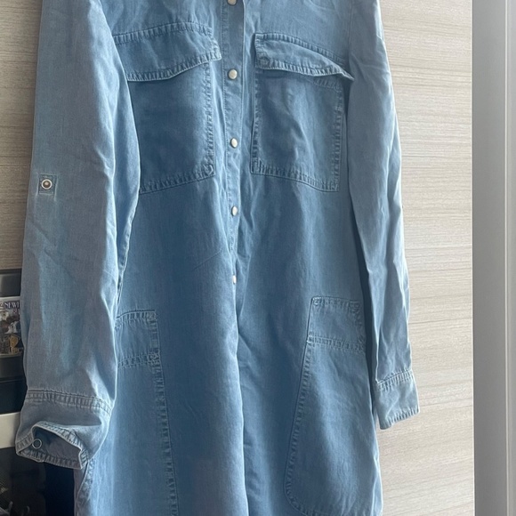 Promod floral embroidered denim midi dress with long sleeve size L for women - Picture 3 of 10